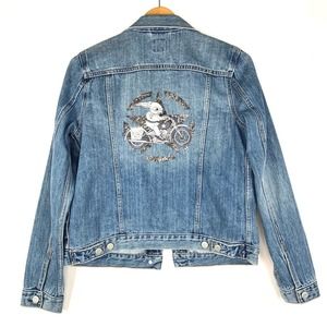 GAP Denim Embroidered Biker Jean Jacket NWOT S
